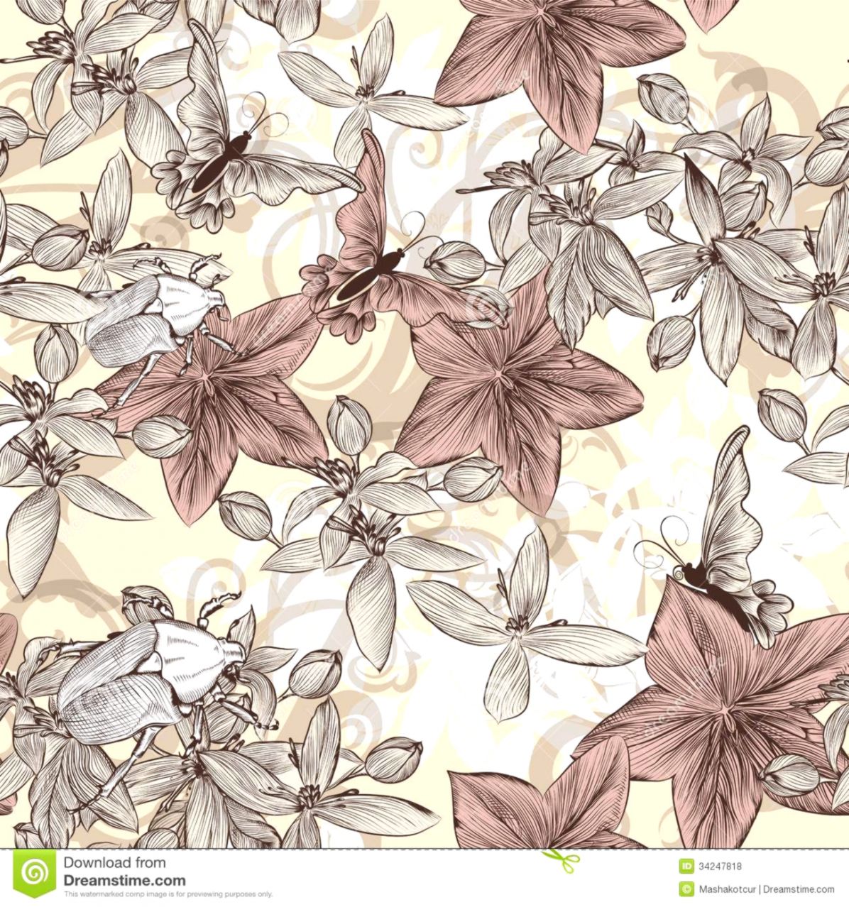 Vintage Floral Wallpaper Vector at Collection of