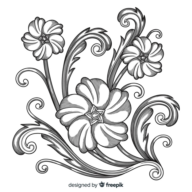 Vintage Flower Vector Free at Collection of Vintage
