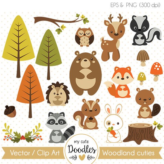 Woodland Animals Vector at Collection of Woodland