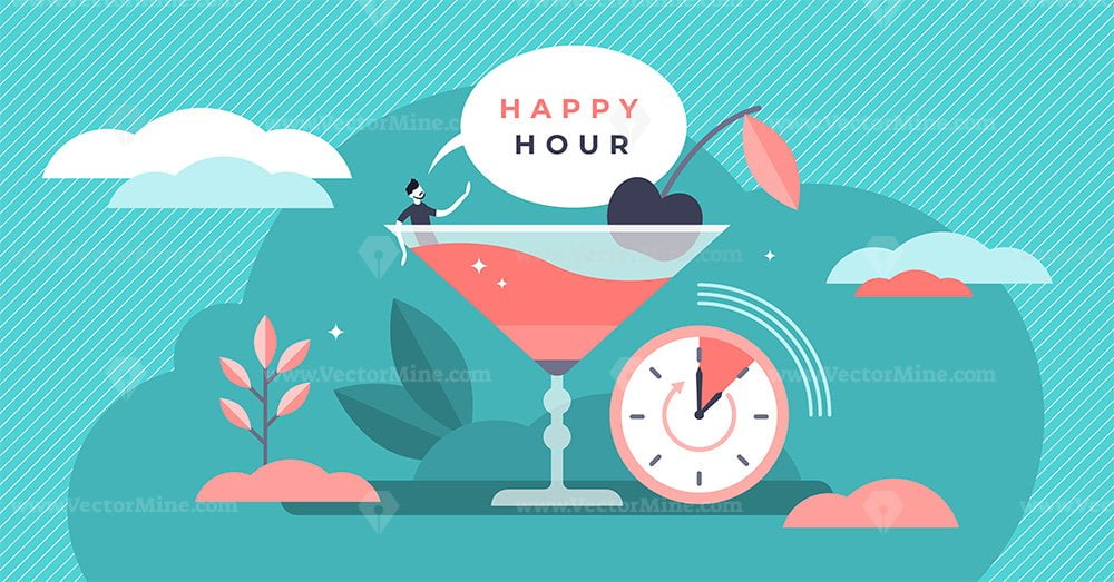 Happy hour vector illustration VectorMine