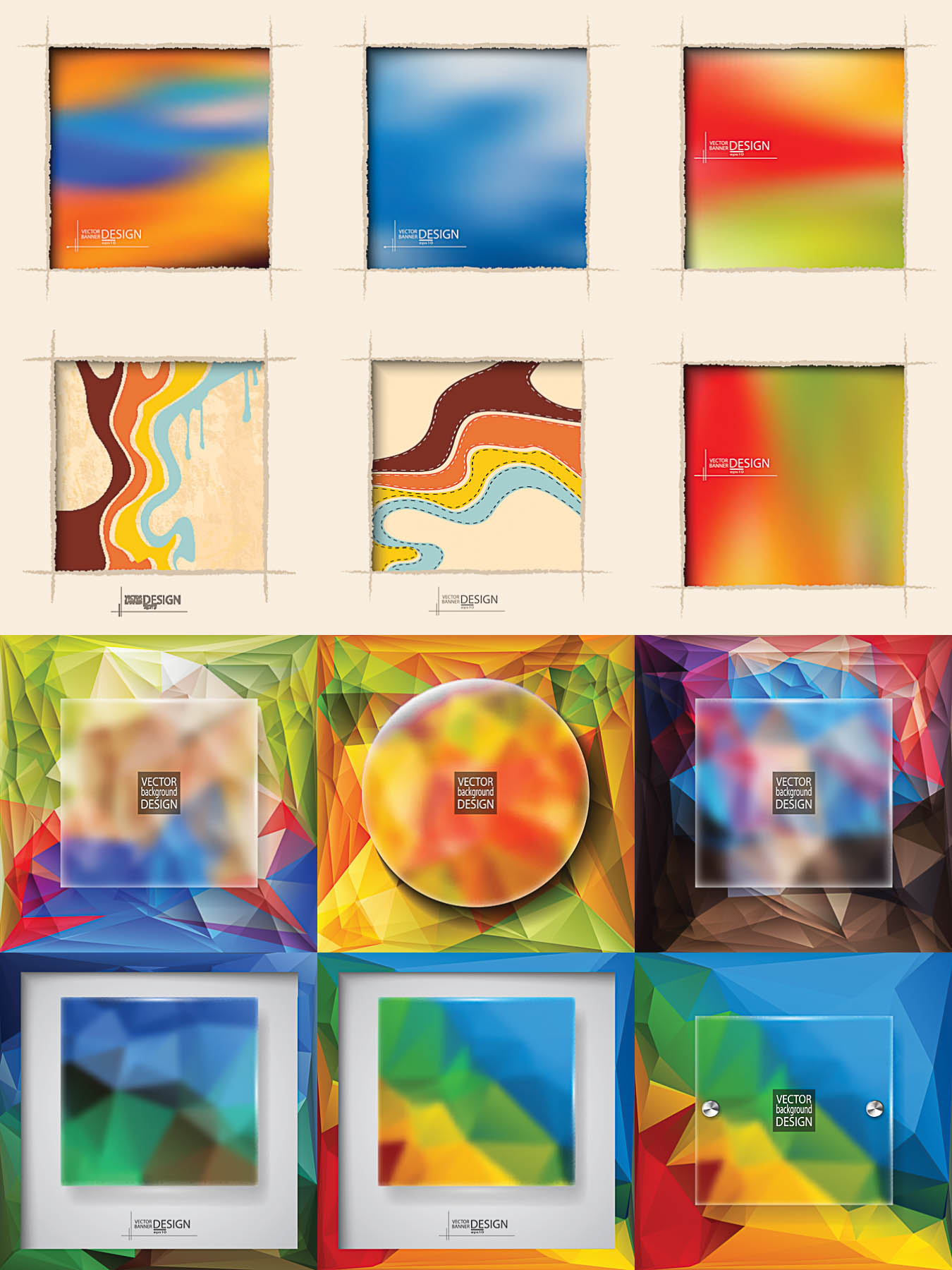 Creative backgrounds with frames design vector Free Download