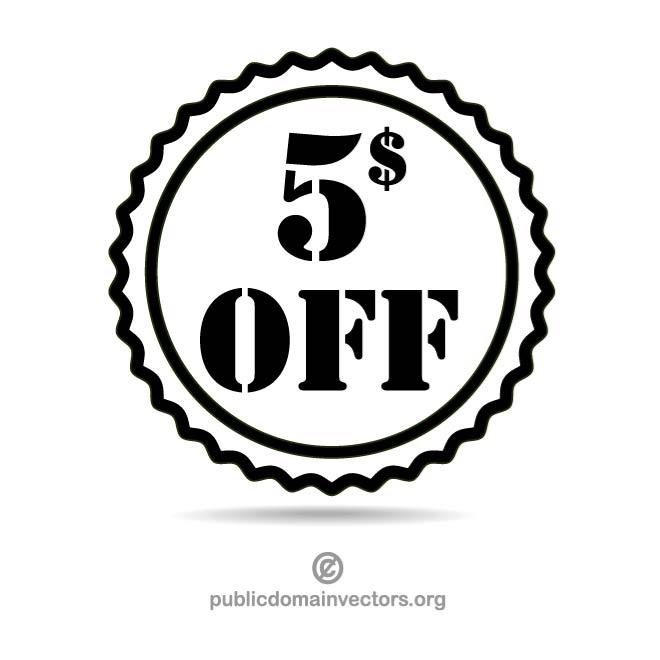 Five dollars off.ai Royalty Free Stock SVG Vector and Clip Art