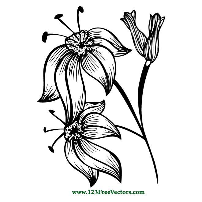 Black and white flower Royalty Free Stock SVG Vector and Clip Art