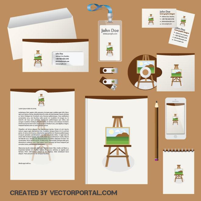 Art studio stationery designs Royalty Free Stock SVG Vector and Clip Art