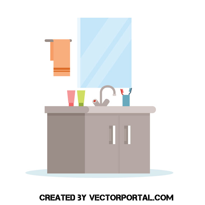 Bathroom with a mirror image Royalty Free Stock SVG Vector