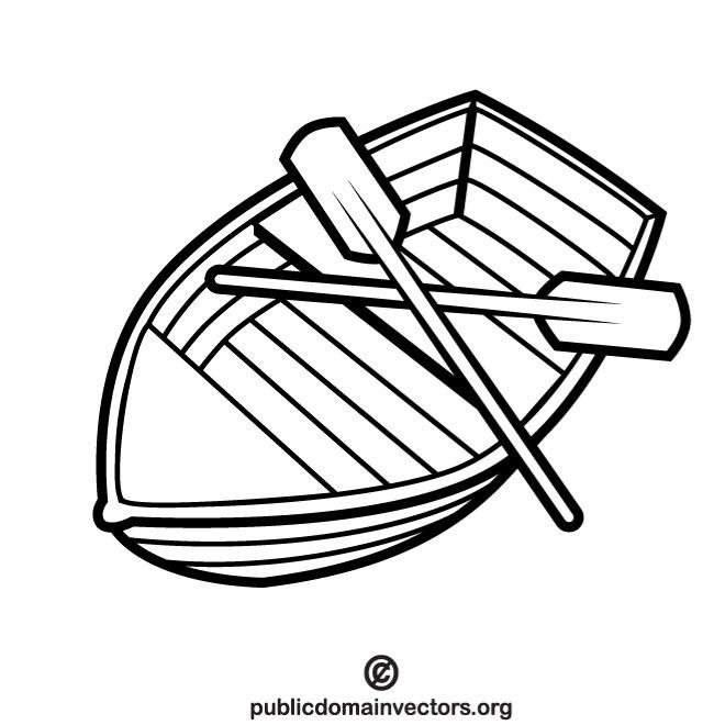 Paddles and a small boat Royalty Free Stock SVG Vector and Clip Art
