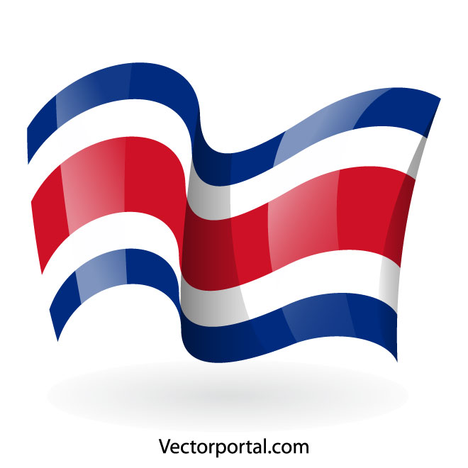 Bandera ondulada de Costa Rica.ai Royalty Free Stock SVG Vector and