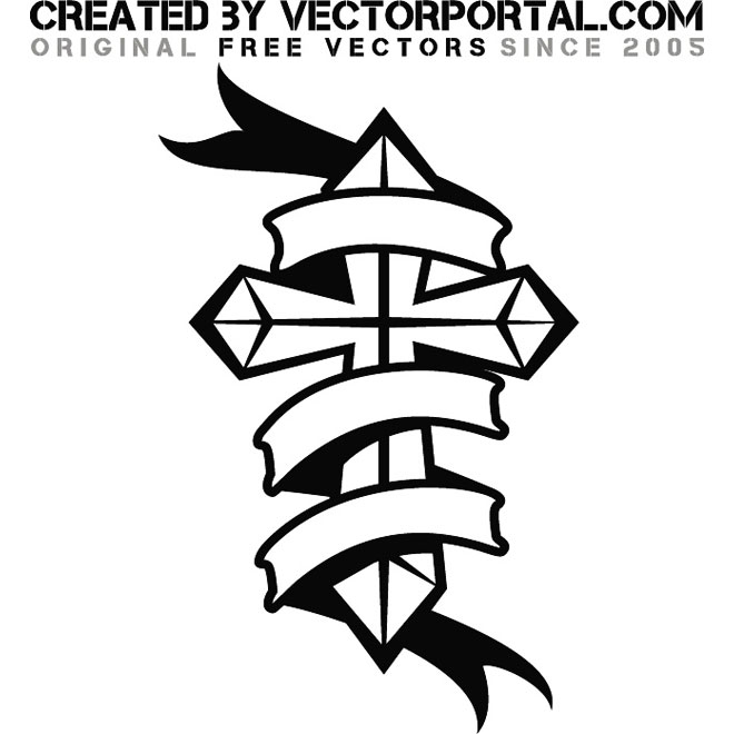 Cross and ribbon .ai Royalty Free Stock SVG Vector