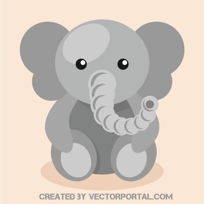 Cute Elephant Vector Clip Art