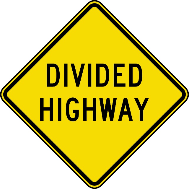 Divided highway road sign Royalty Free Stock SVG Vector