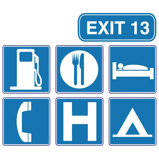 Exit to gas station sign Royalty Free Stock SVG Vector