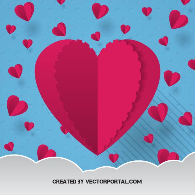 Origami heart greeting card Royalty Free Stock SVG Vector and Clip Art
