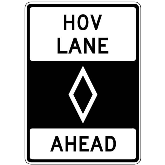 Hov lane ahead sign.ai Royalty Free Stock SVG Vector