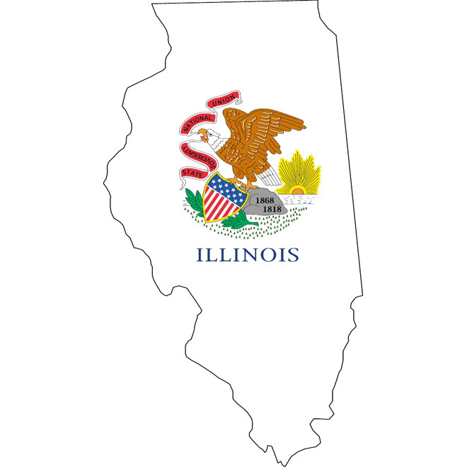 Map and flag of Illinois Royalty Free Stock SVG Vector and Clip Art