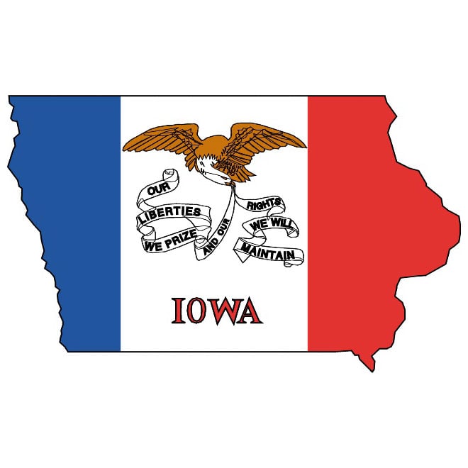 map and flag of Iowa Royalty Free Stock SVG Vector