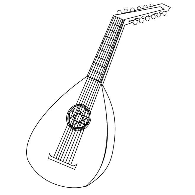 LUTE MUSICAL INSTRUMENT.ai Royalty Free Stock SVG Vector and Clip Art