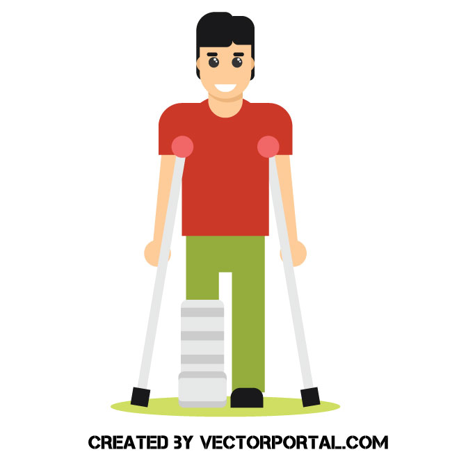 Man on crutches clip art Royalty Free Stock SVG Vector and Clip Art