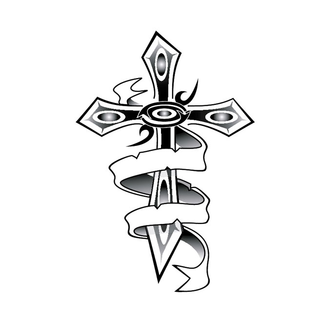 Cross with ribbon image.ai Royalty Free Stock SVG Vector