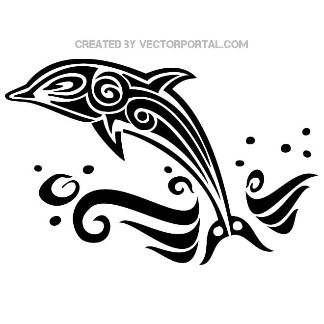 Stile Del Tatuaggio Delfino Free Vector.ai