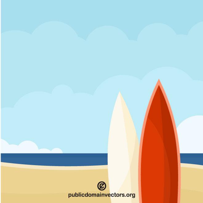 Surfboards in the sand Royalty Free Stock SVG Vector and Clip Art