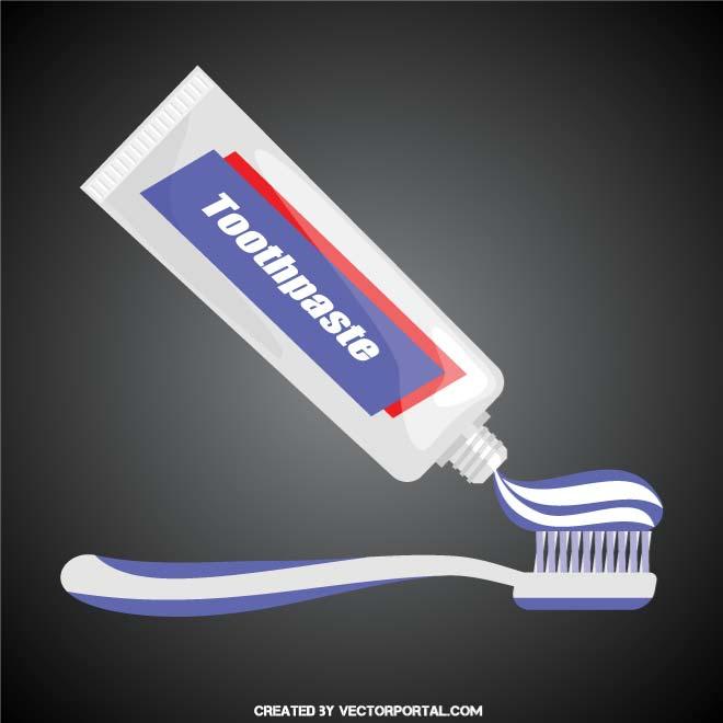 TOOTHPASTE ON A TOOTHBRUSH Royalty Free Stock SVG Vector and Clip Art