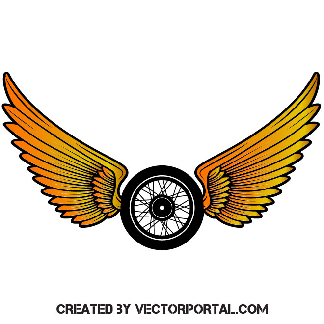 Roda e asas. Royalty Free Stock SVG Vector and Clip Art