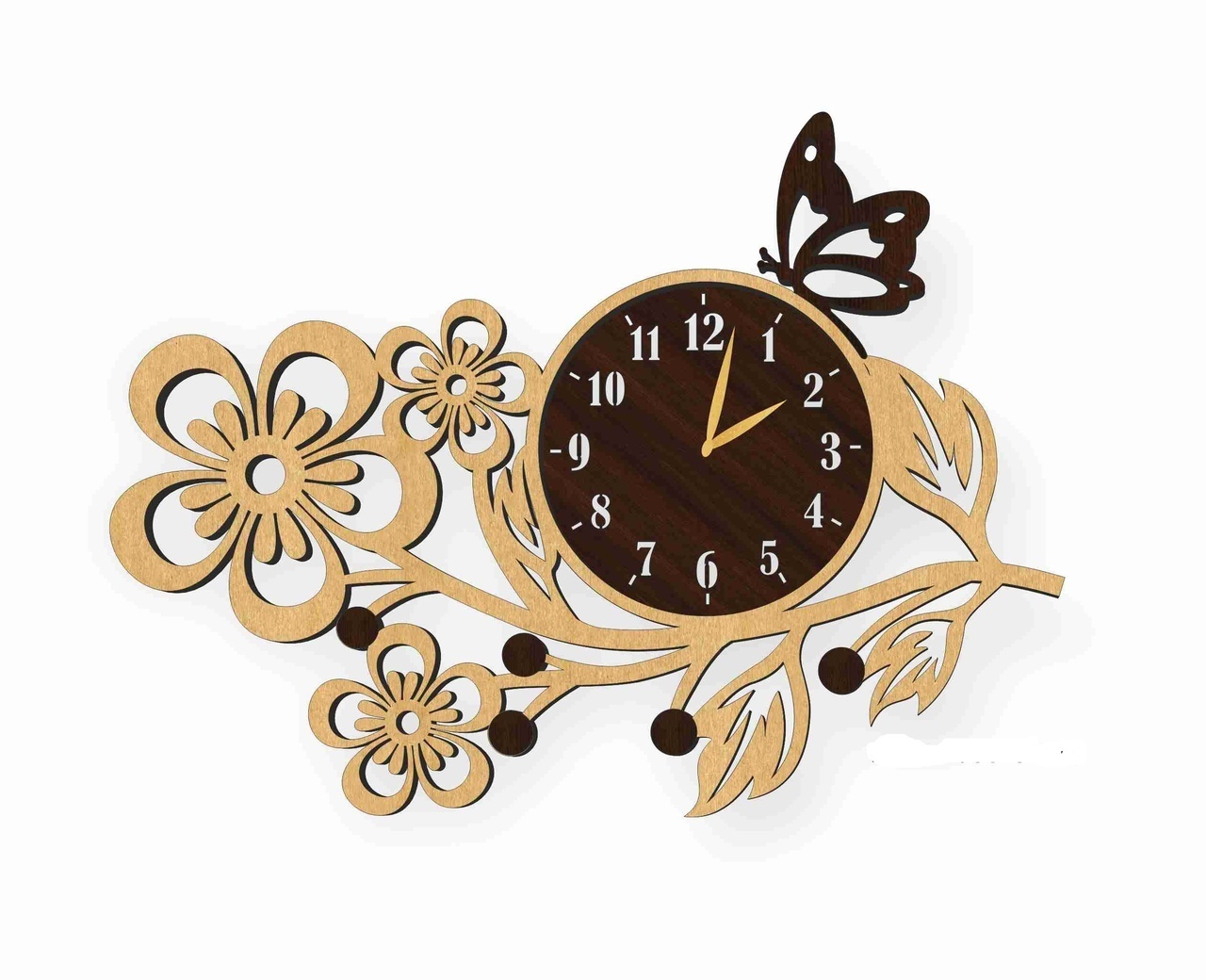 Flower Wall Clock Laser Cut CDR File Vectors File