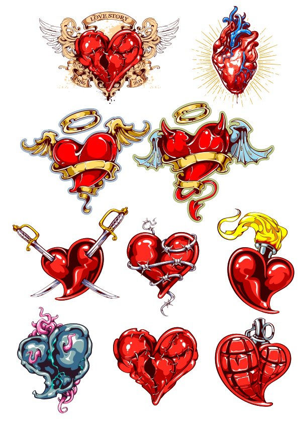 Red Heart Tattoo CDR File Free Download Vectors File