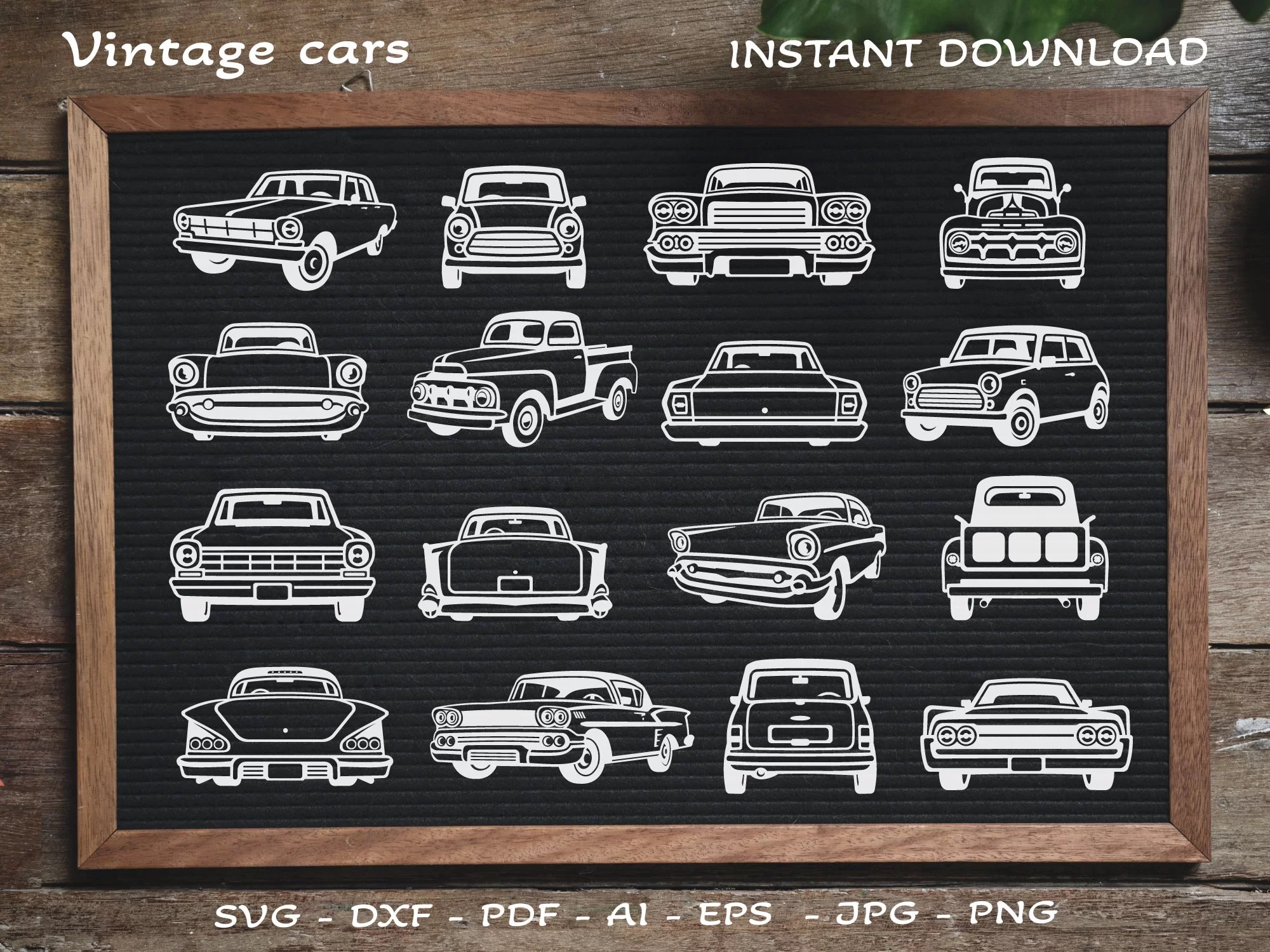 Old Classic Cars SVG, Vintage Car SVG, Retro car svg, DXF, PNG