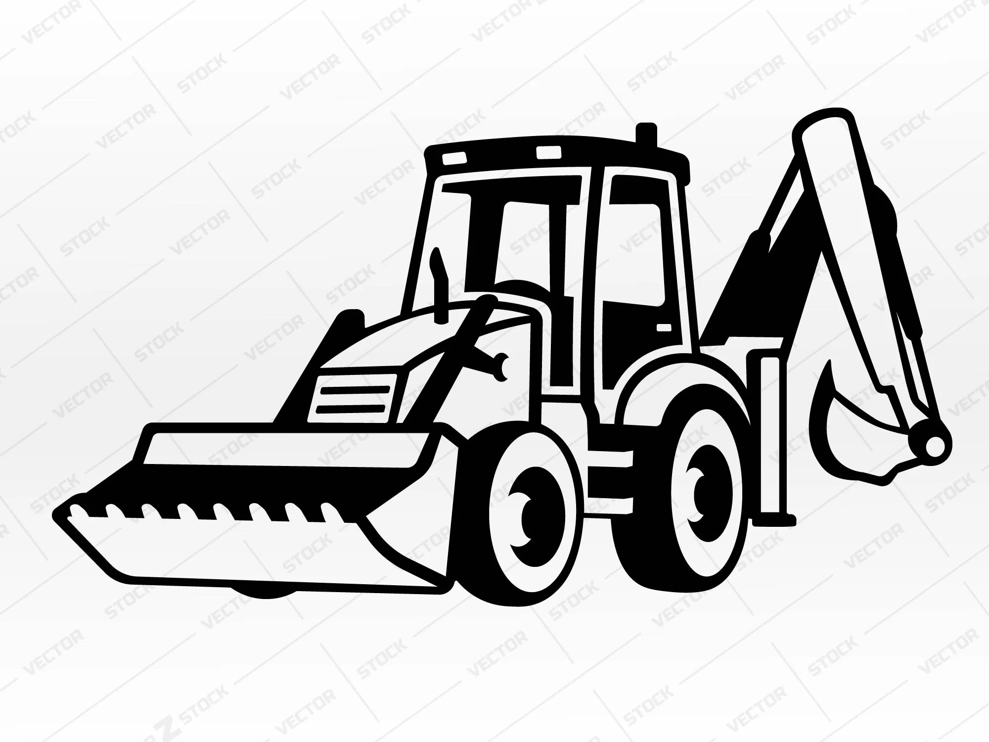 Tractor excavator SVG, Tractor SVG, Excavator SVG, Buldozer svg
