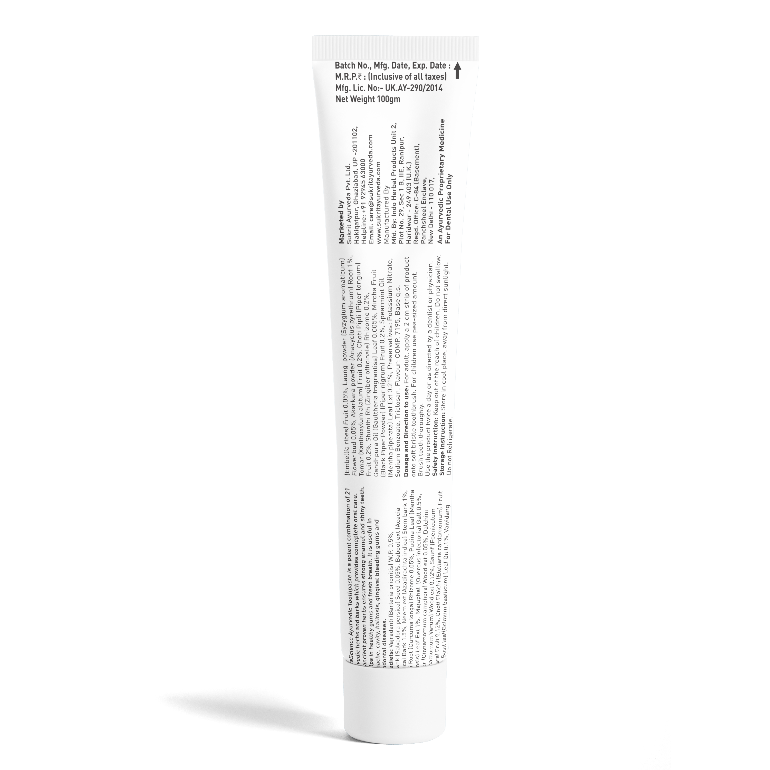 Sukrit DentaScience Ayurvedic Toothpaste Vedic Ausadhi