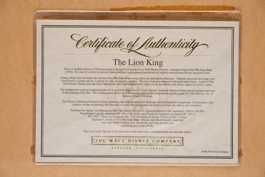 Lion King Baby Simba HandPainted Limited Edition Cel ID apr22157