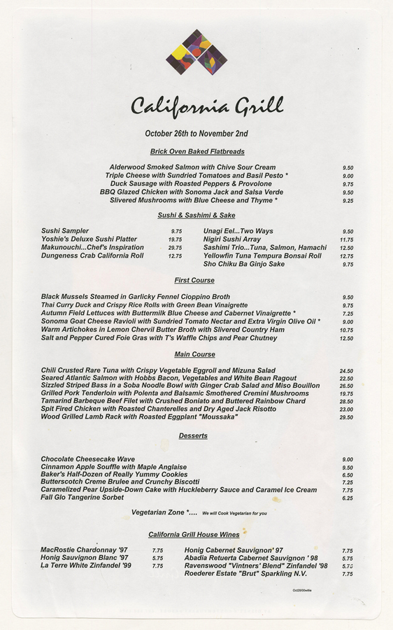 California Grill Menus ID augdismenu20197 Van Eaton Galleries
