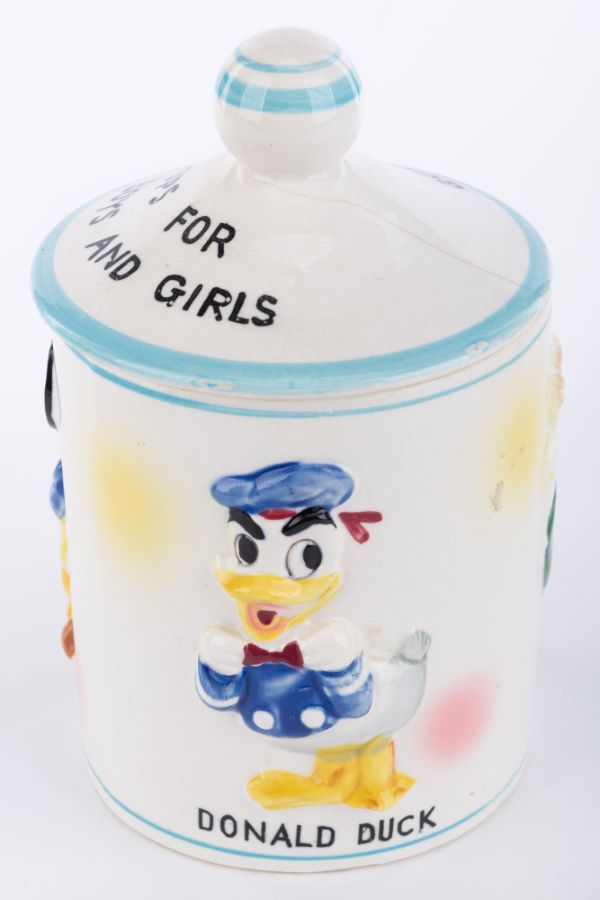1961 Donald Duck Ceramic Lolly Pop Candy Jar by Dan Brechner ID