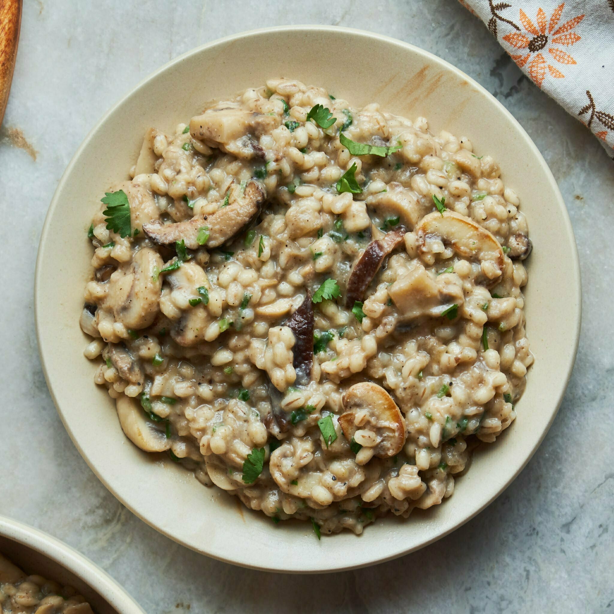 Mushroom Barley Risotto 8 Ingredients, Vegan, Crazy YUM!