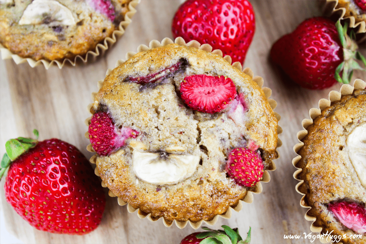 Strawberry Banana Breakfast Muffins (Vegan & GlutenFree)