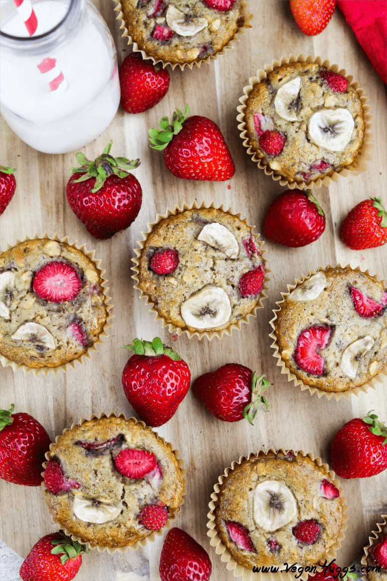 Strawberry Banana Breakfast Muffins (Vegan & GlutenFree)
