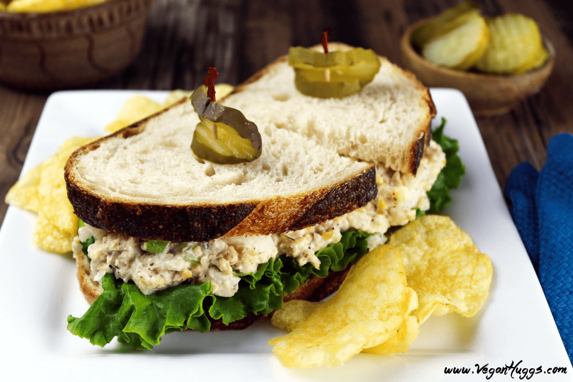 Chickpea Tuna Salad Sandwich (GlutenFree) Vegan Huggs