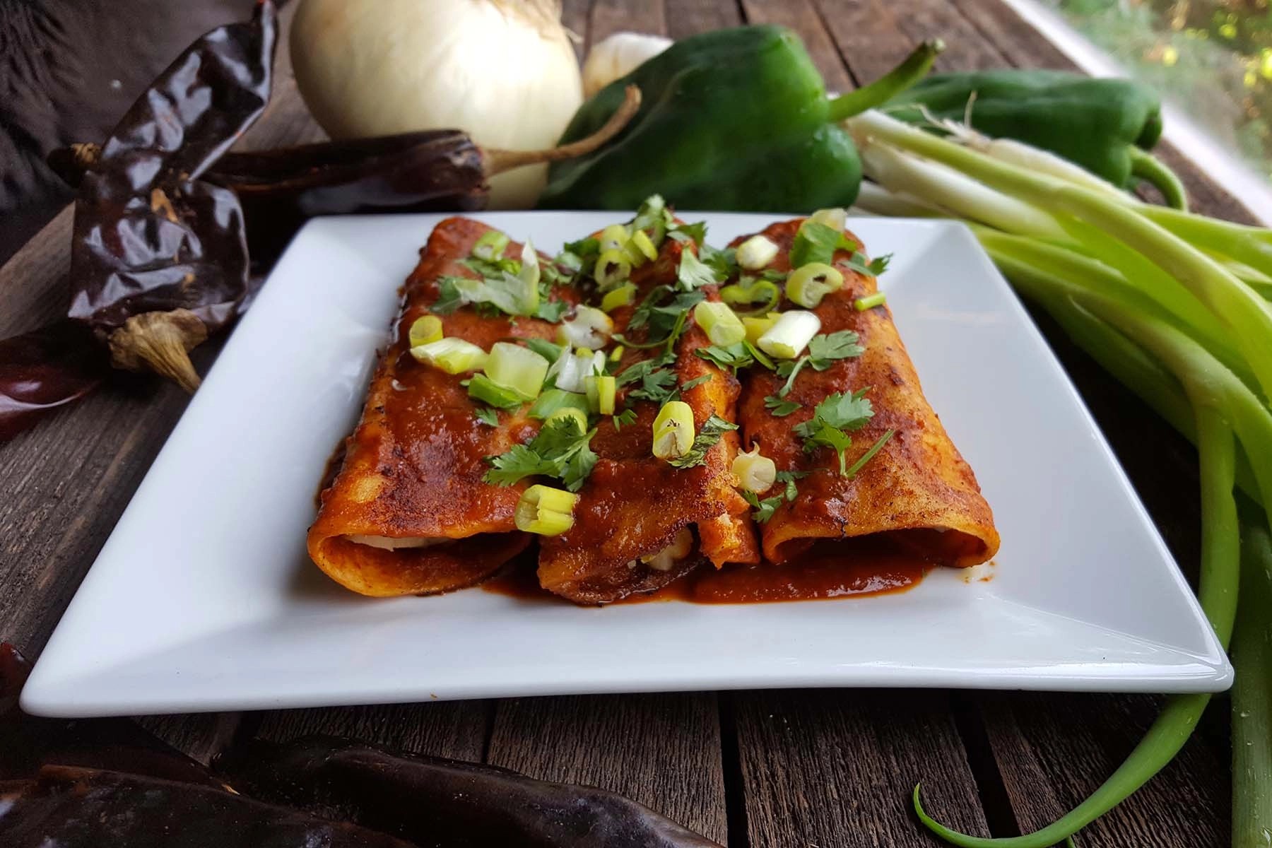 Enchiladas Rojas Vegan Mexican Food