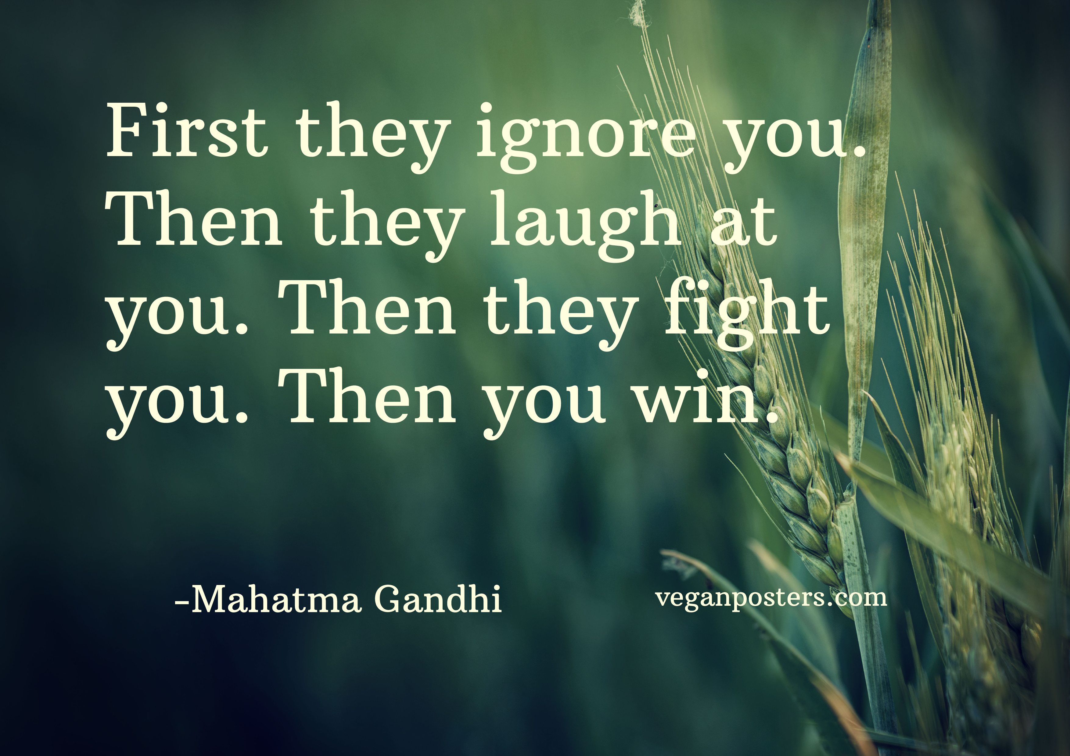 gandhi first they ignore you First They Ignore You. Then They Laugh | Vegan Posters
