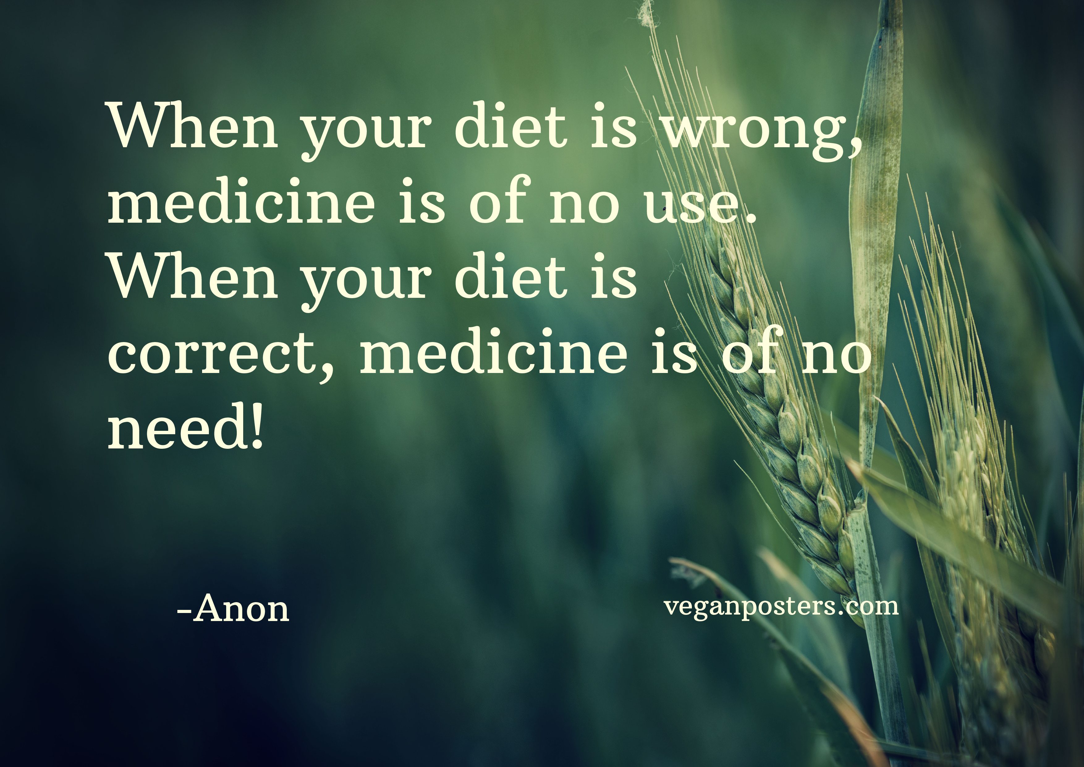 When your diet is wrong, medicine is Vegan Posters