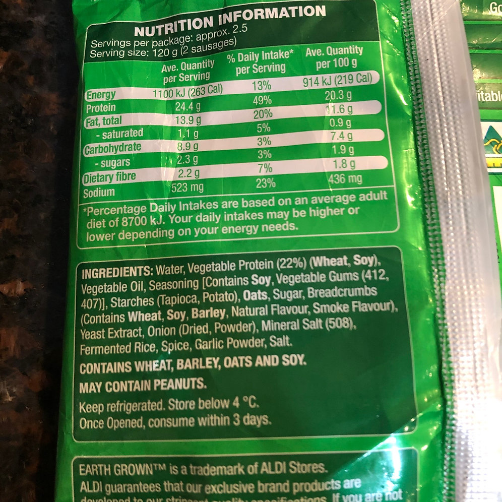 Earth Grown Meat Free Sausages Aldi Vegetarian Sausages That Are Vegan