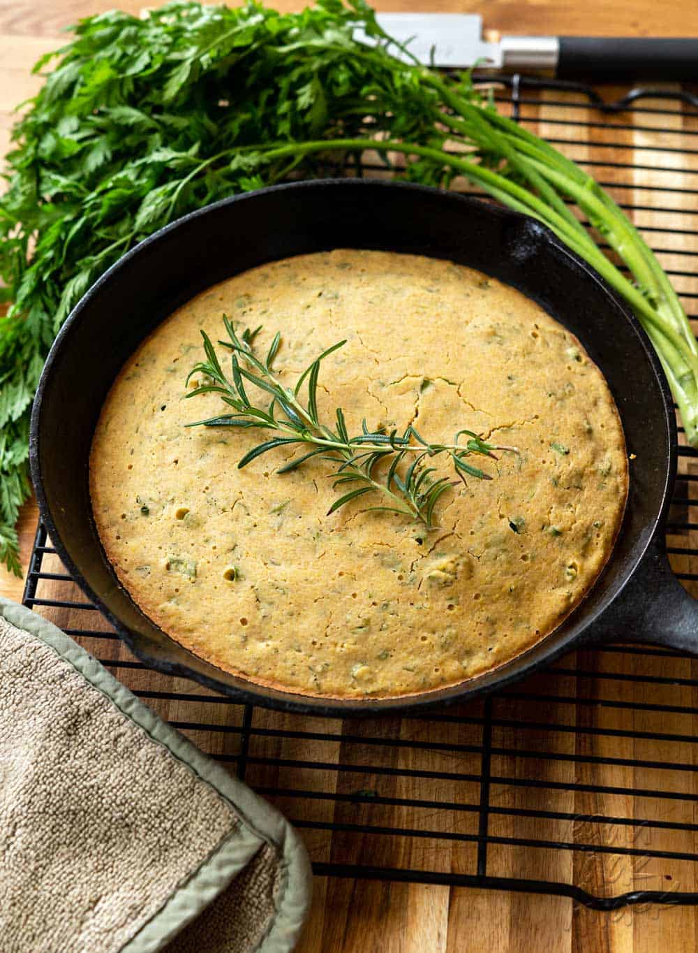 Carrot Top Herb Cornbread Vegan Yack Attack