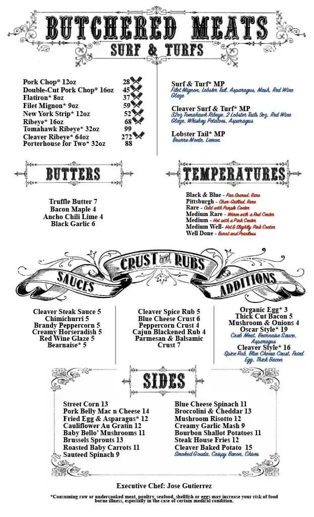 Cleaver Las Vegas Steakhouse Menu, Prices, & Hours In 2023