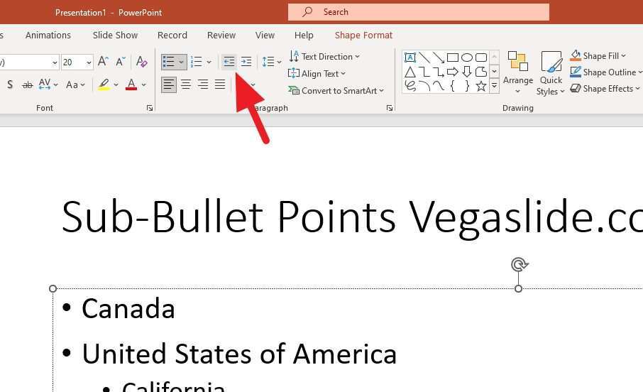 How to Add SubBullet Points in PowerPoint Vegaslide