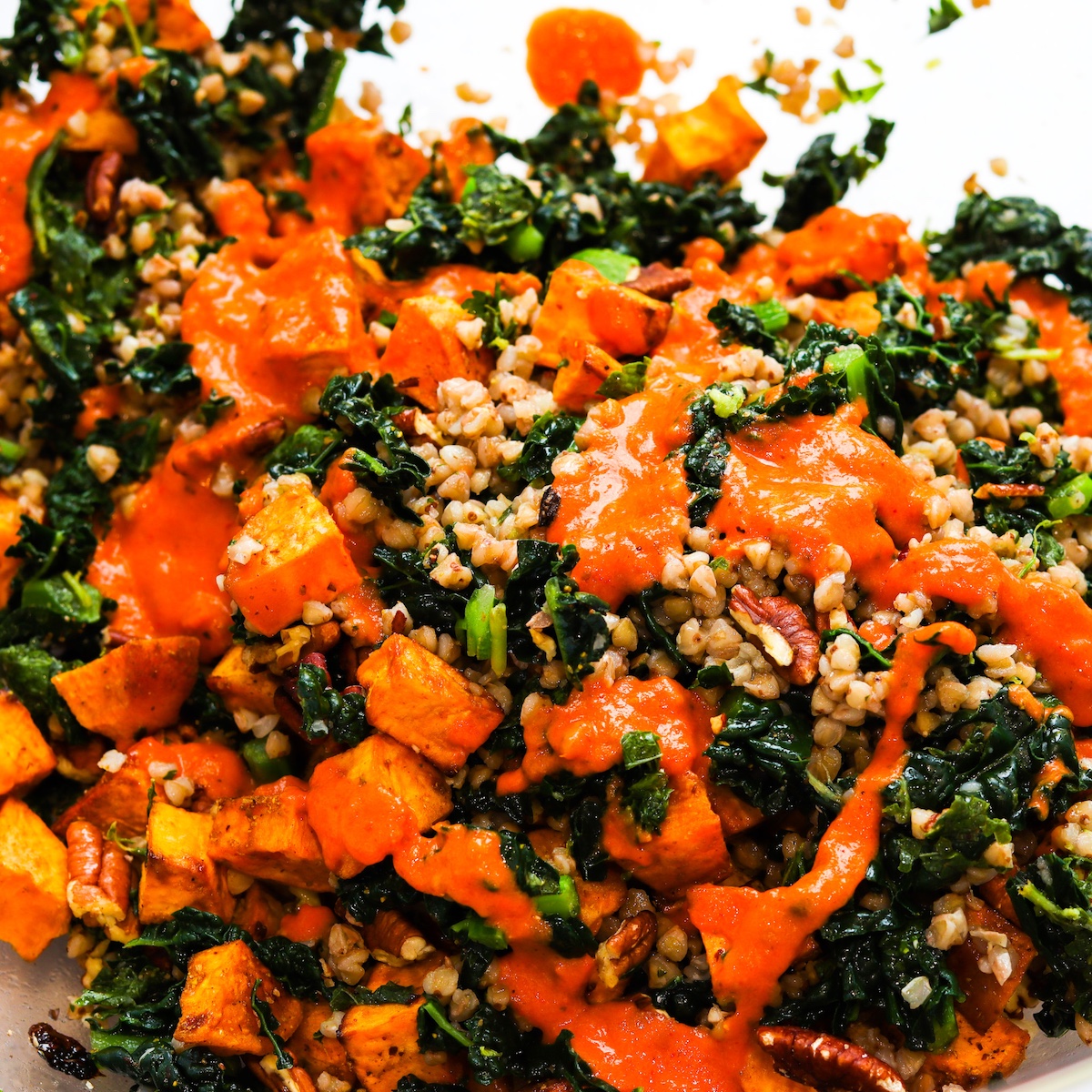 Buckwheat salad with kale and sweet potato • Vegetarian Globe