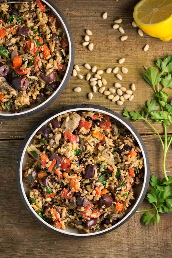 Mediterranean Wild Rice w/ Pine Nut Cheese Veggie Chick