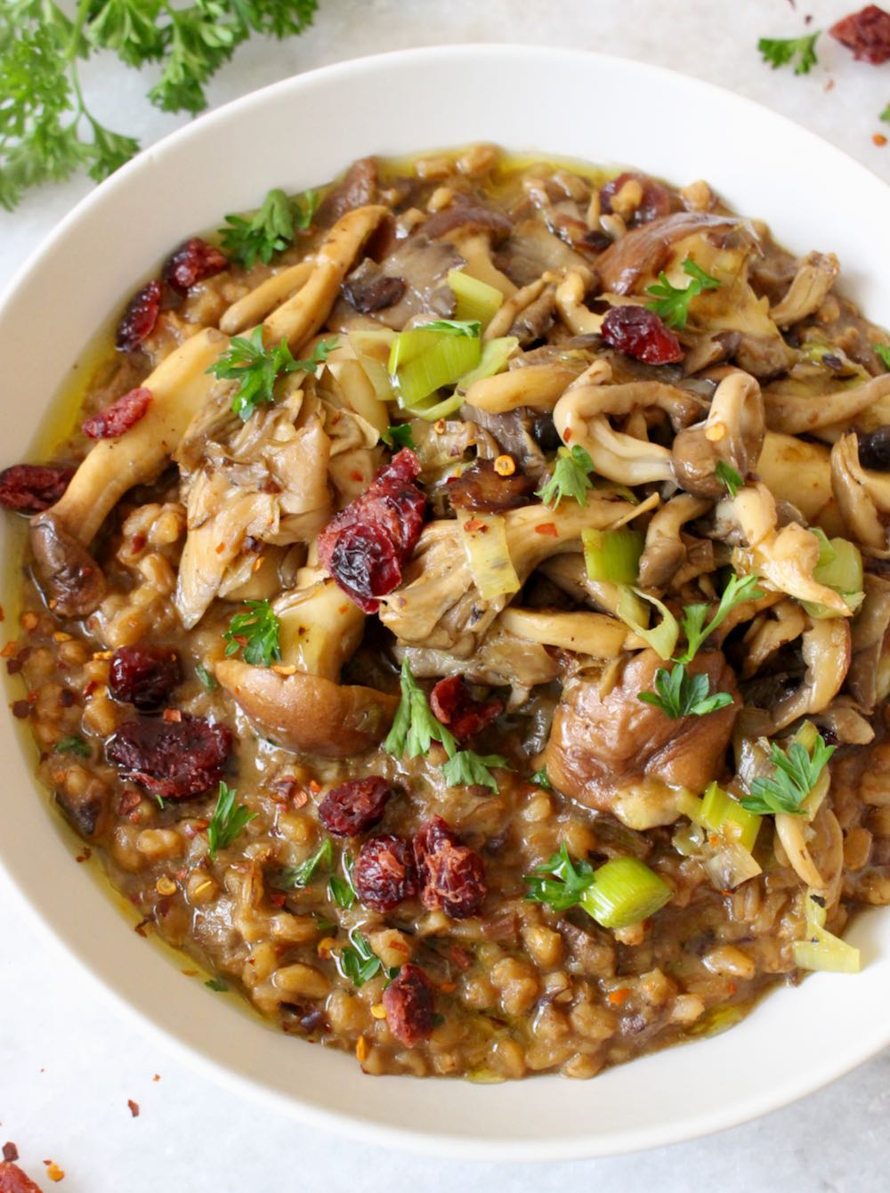 Mushroom Farro Risotto Recipe • Veggie Society