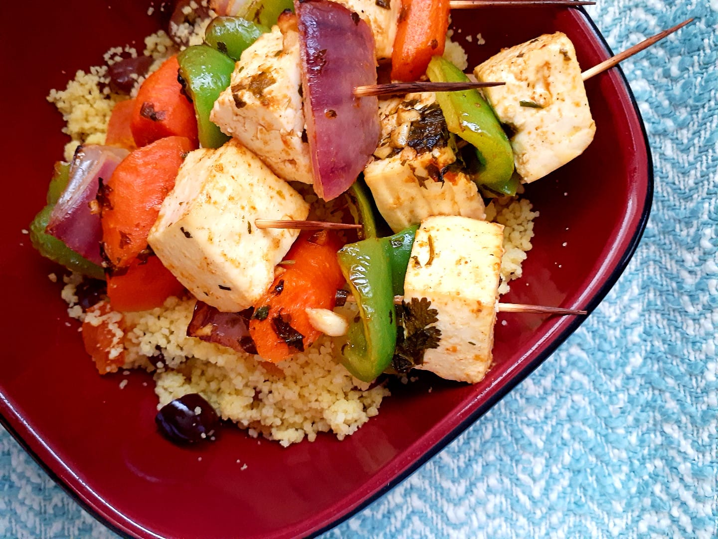 Sweet And Savory Moroccan Vegan Skewers And Couscous Veg'n'Bake