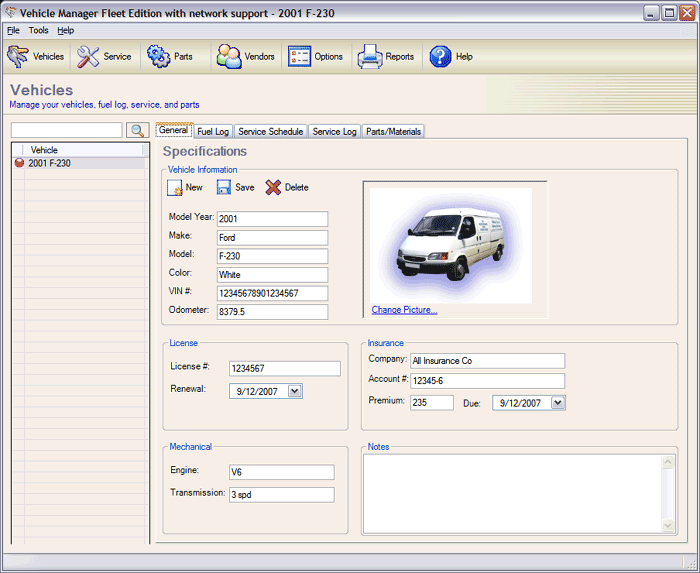 Vehicle Manager Screenshots Fleet Maintenance Software